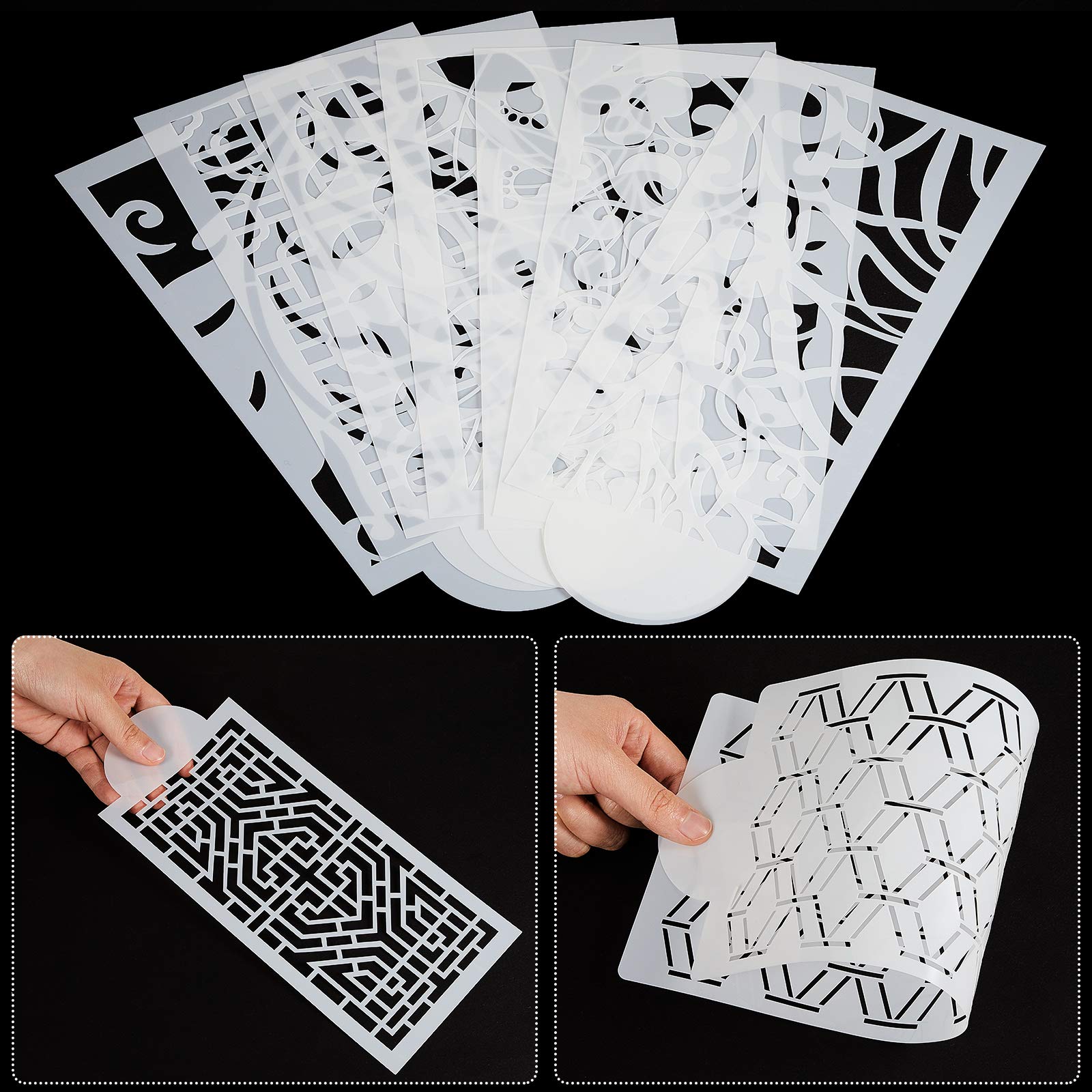 16 Pieces Cake Decoration Stencils Templates Floral Wedding Cake Molds Cookie Fondant Dessert Decorating Supplies Spray Flower Edge Molding Baking Mesh Tool Cake Decoration (Classic Style)